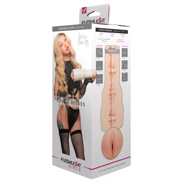 Fleshlight Kenzie Reeves Creampuff - vagina artificial realista (color natural)