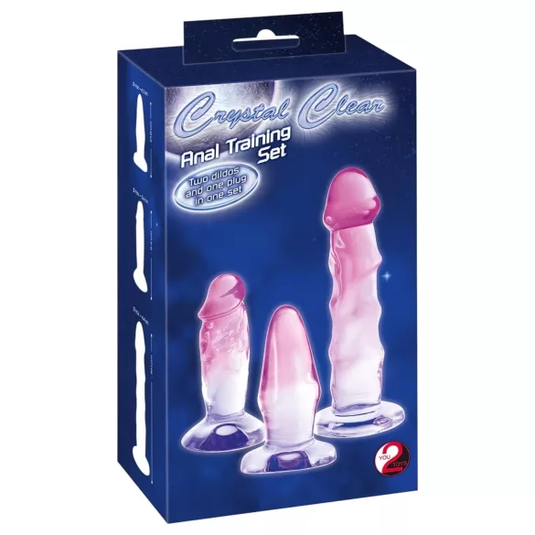 Crystal Clear - kit de entrenamiento anal - 3 piezas - transparente y rosa