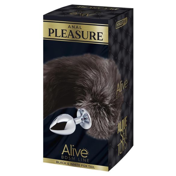 Alive - plug anal mediano con cola de zorro - metálico plateado