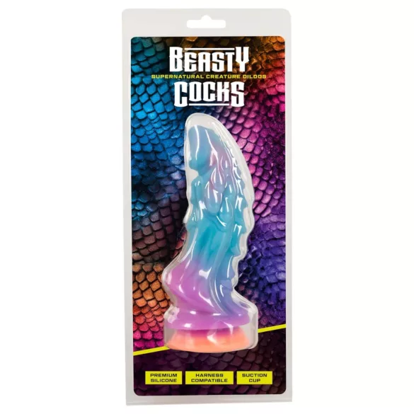 Beasty Cocks - consolador de silicona alienígena - azul y naranja