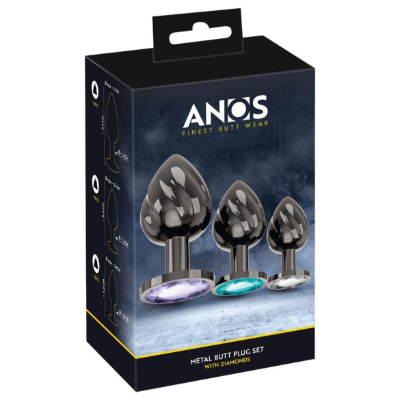 Anos - plug anal metálico - set de 3 piezas
