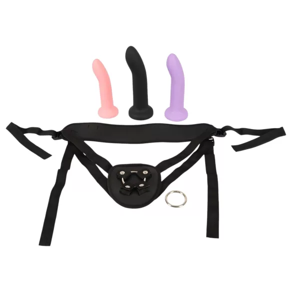 You2Toys - arnés con dildo - set doble - silicona negra