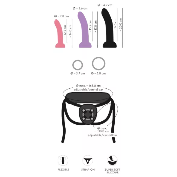 You2Toys - arnés con dildo - set doble - silicona negra