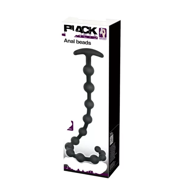 Black Velvets - plug anal con perlas - silicona negra