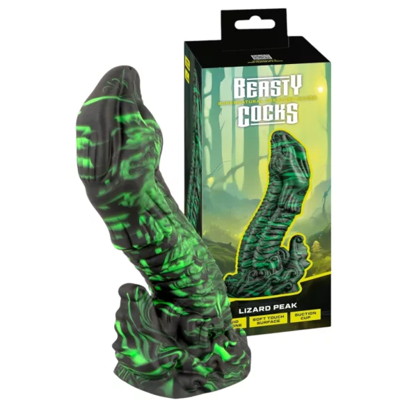 Beasty Cocks - dildo realista pene de lagarto - silicona verde negro
