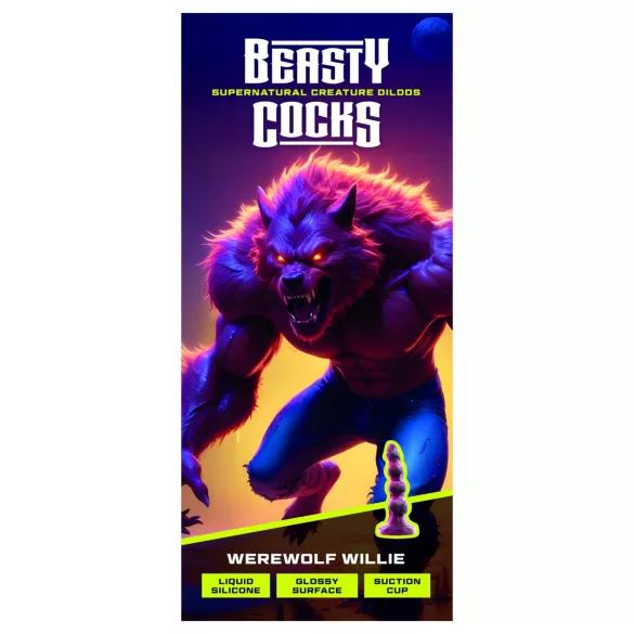 Beasty Cocks - Werewolf Willie consolador con ventosa - burdeos (21 cm)