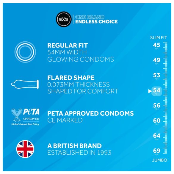 EXS Glow - preservativo luminoso - látex - 3 unidades