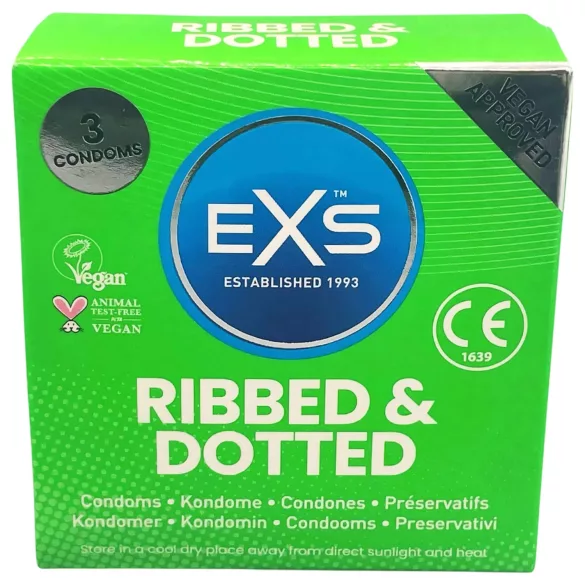 EXS - preservativo texturizado con puntos y estrías - 3 unidades