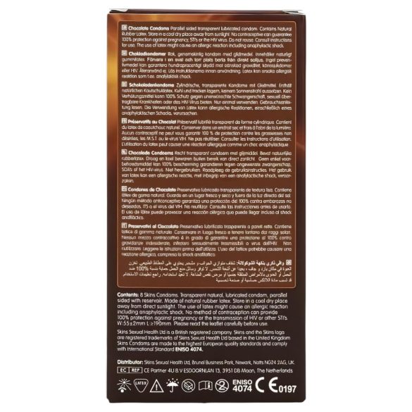 Skins - preservativos sabor chocolate - 8 unidades