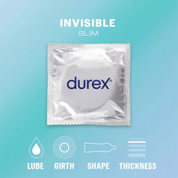 Durex Invisible Slim - preservativo ultrafino - 10 unidades