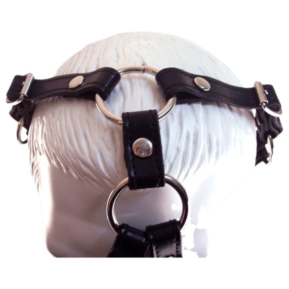 Rouge - máscara y mordaza de piel auténtica (negra)