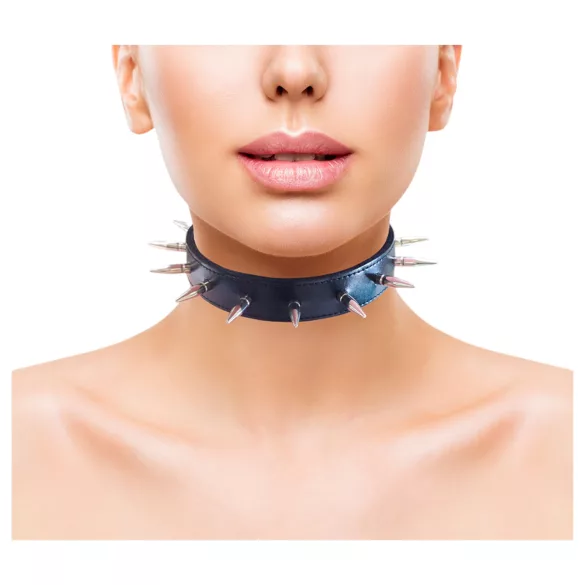 Rouge - collar de cuero auténtico con tachuelas - negro