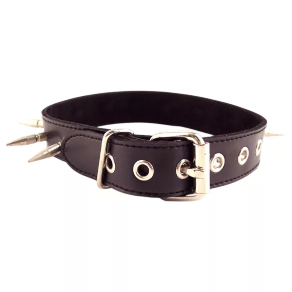 Rouge - collar de cuero auténtico con tachuelas - negro