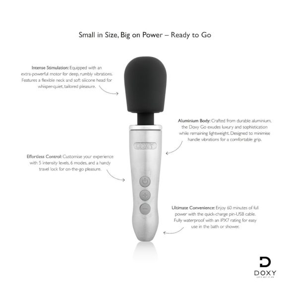 Doxy Go - masajeador vibrador recargable - plata