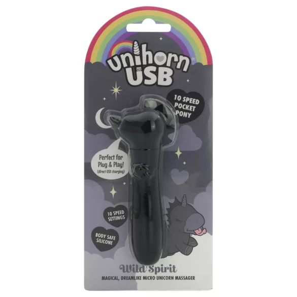 Unihorn Wild Spirit - mini vibrador recargable (negro)