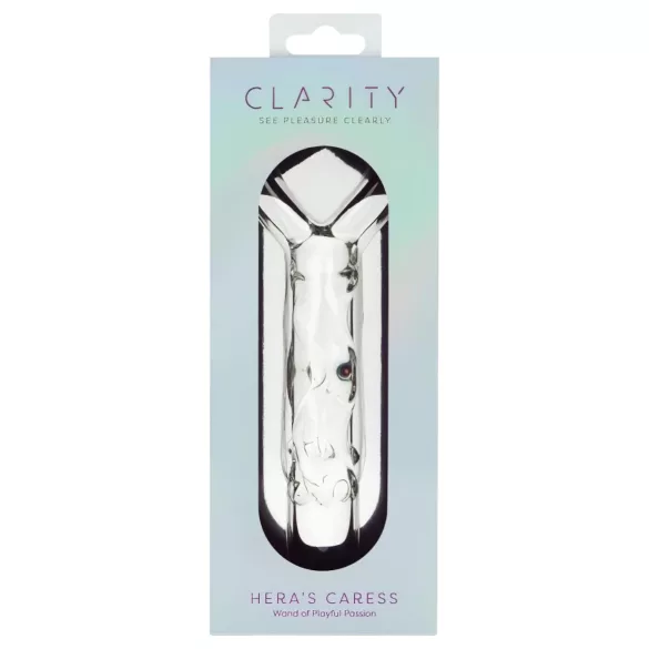 Clarity - consolador de vidrio con mango en forma de corazón - transparente