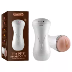   Lonely Happy - masturbador vibrador con gemidos - silicona blanco natural