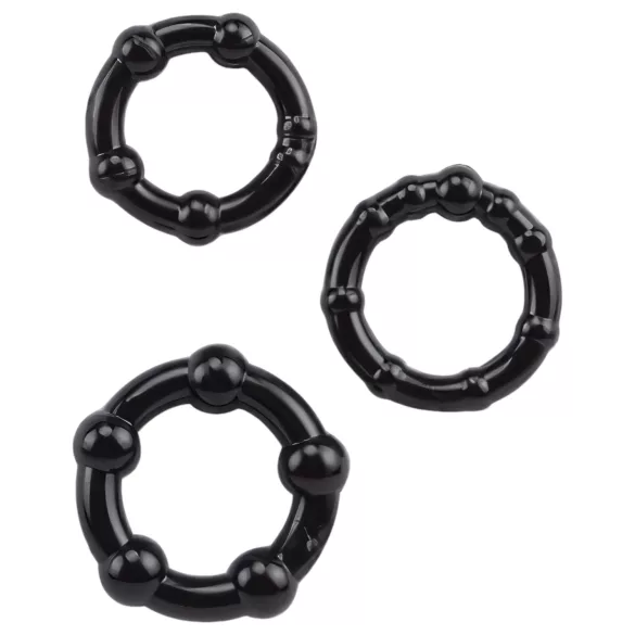 Lonely Stay Hard - set de anillos para el pene - silicona negra - 3 piezas