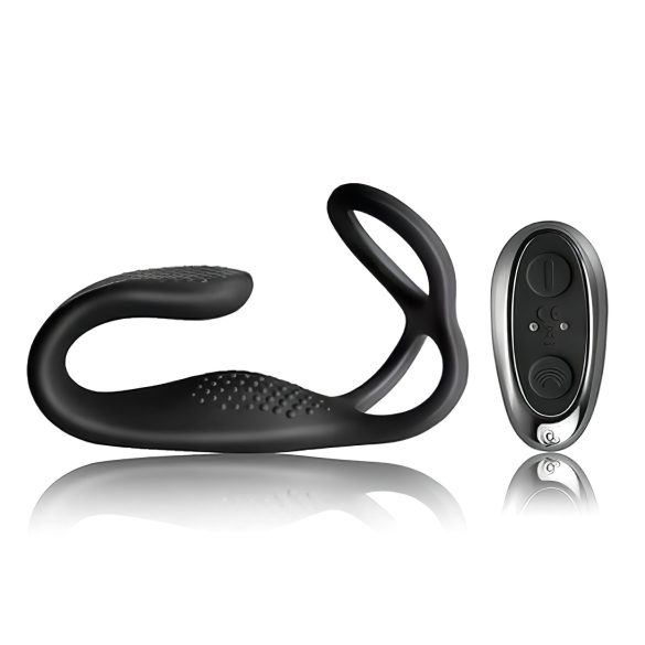 Rocks-Off - Consolador anal recargable con anillo vibrador, control remoto (negro)