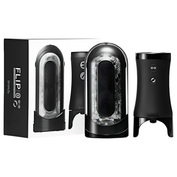 TENGA Flip 0 Electronic - masturbador automático masculino - silicona negra