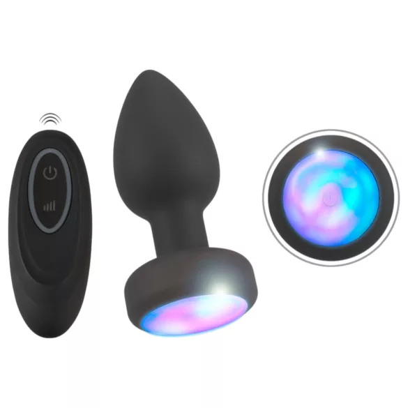 ANOS - plug anal vibrador luminoso - silicona negra