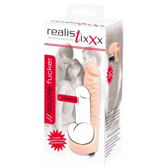 Realistixxx Double Fucker - arnés con doble consolador anal vibrador (color natural)
