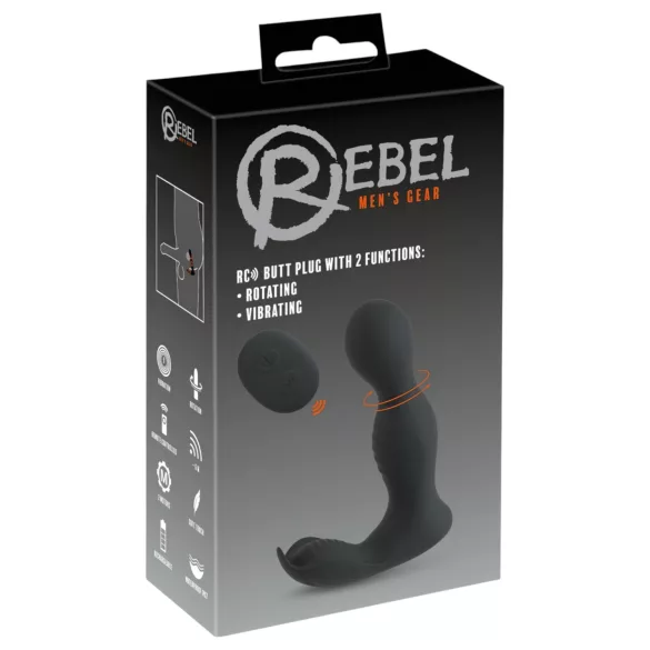Rebel - vibrador prostático 2 en 1 con mando - silicona negra