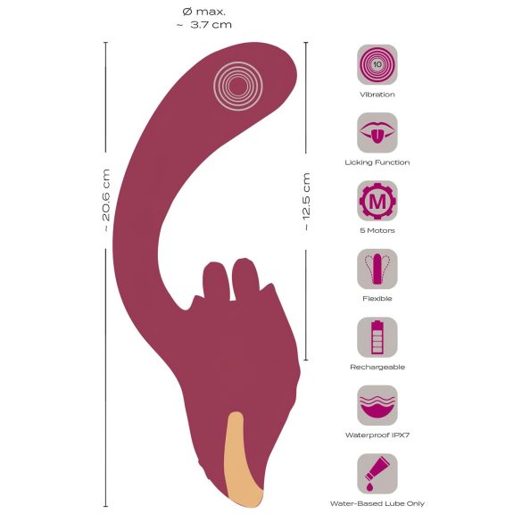 Javida - vibrador 2 en 1 con lengua - silicona roja