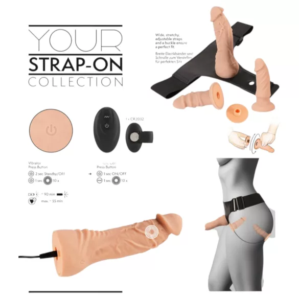 You2Toys - arnés con consolador - set de dildos - color piel