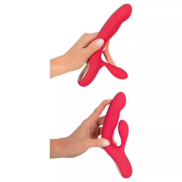 Smile Thumping Rabbit - vibrador recargable triple motor - silicona roja