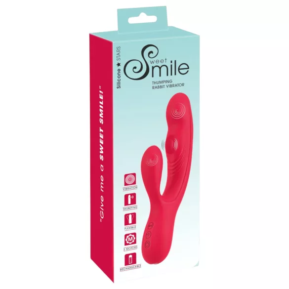 Smile Thumping Rabbit - vibrador recargable triple motor - silicona roja
