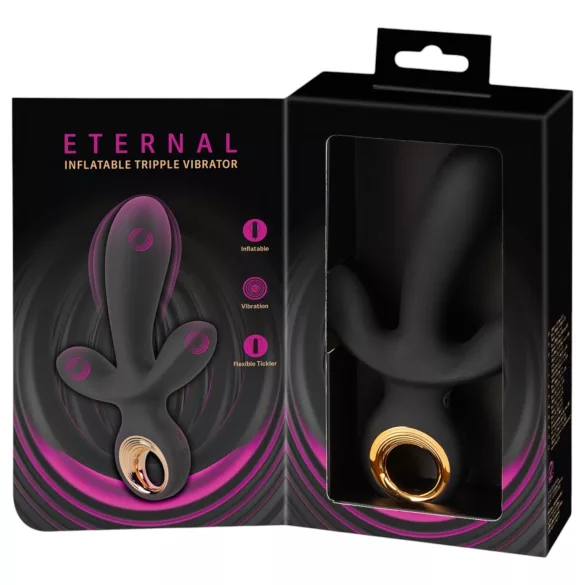Eternal - vibrador triple inflable - silicona negra