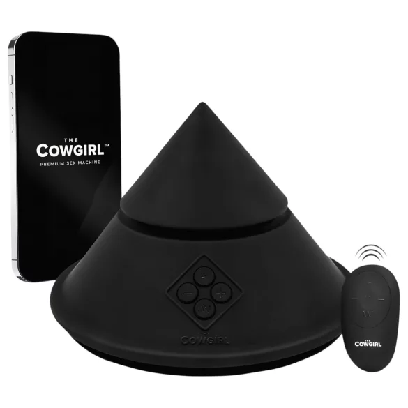 The Cowgirl Cone - máquina sexual premium controlada por app - con 2 accesorios intercambiables, 20 modos de vibración (negro)