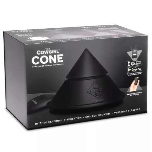 The Cowgirl Cone - máquina sexual premium controlada por app - con 2 accesorios intercambiables, 20 modos de vibración (negro)