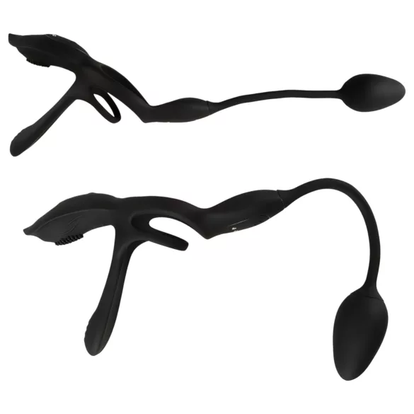 Couples Choice - anillo vibrador para pareja multifunción - silicona negra