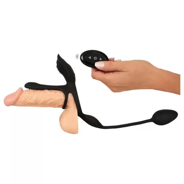 Couples Choice - anillo vibrador para pareja multifunción - silicona negra