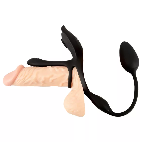 Couples Choice - anillo vibrador para pareja multifunción - silicona negra