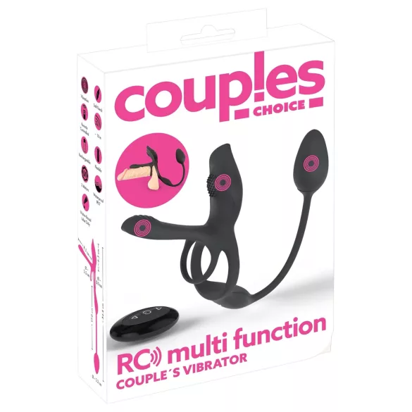 Couples Choice - anillo vibrador para pareja multifunción - silicona negra