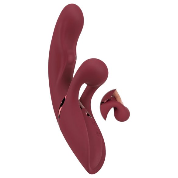 Javida 2 Funciones Conejito - Vibrador recargable con estimulador (rojo)