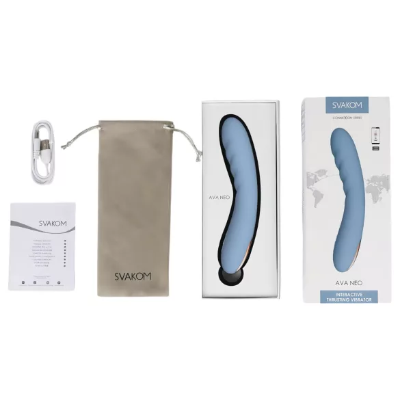 Svakom Ava Neo - Vibrador con movimiento de empuje controlado por app (azul)