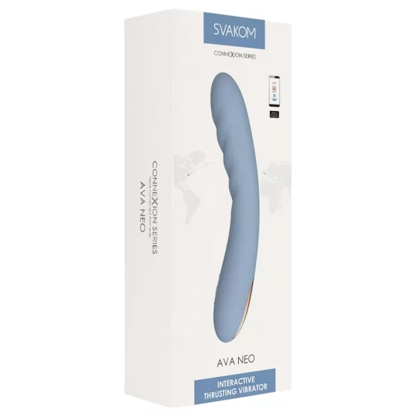 Svakom Ava Neo - Vibrador con movimiento de empuje controlado por app (azul)