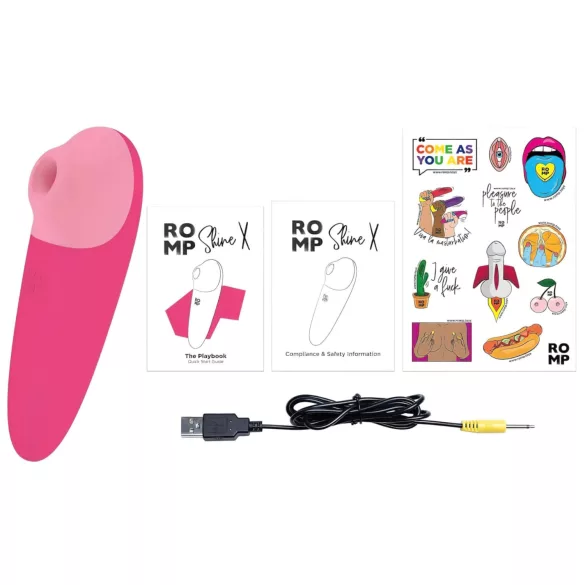 ROMP Shine X - succionador de clítoris recargable con ondas - silicona rosa
