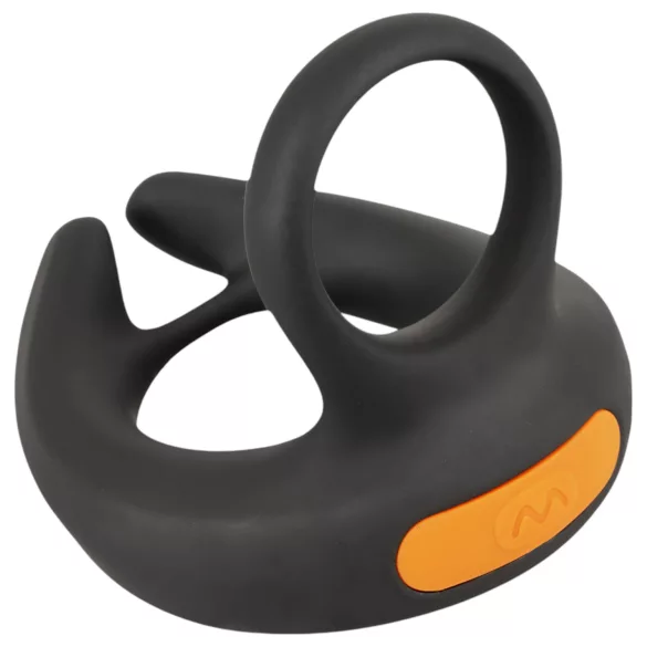 Rebel - anillo para pene vibrador y estimulador testicular - silicona negra