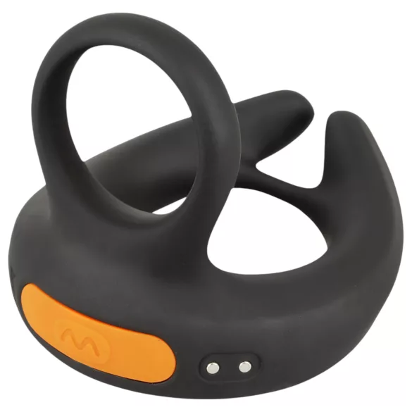 Rebel - anillo para pene vibrador y estimulador testicular - silicona negra
