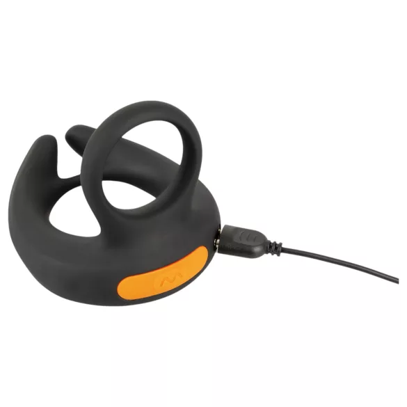 Rebel - anillo para pene vibrador y estimulador testicular - silicona negra