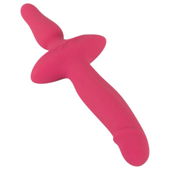 Couples Choice - vibrador y plug anal 2 en 1 - silicona rosa