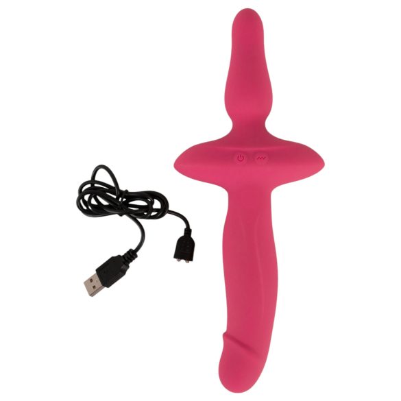 Couples Choice - vibrador y plug anal 2 en 1 - silicona rosa