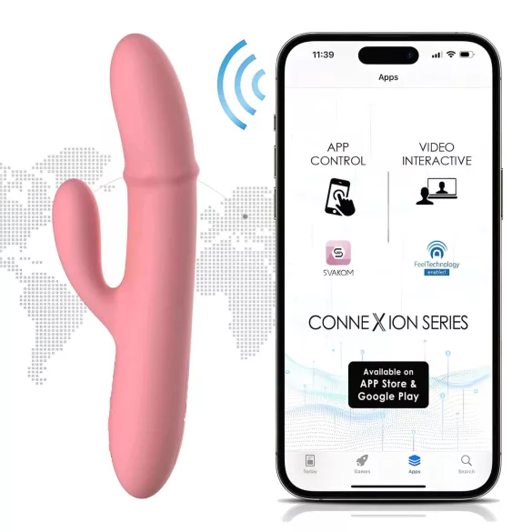 Svakom Mora Neo - Vibrador con brazo para el clítoris con cuentas controlado por app (rosa)