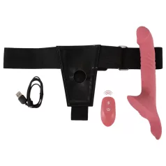   You2Toys - arnés con consolador vibrador - set - silicona roja