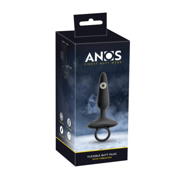 ANOS - plug anal vibrador con mango - silicona negra